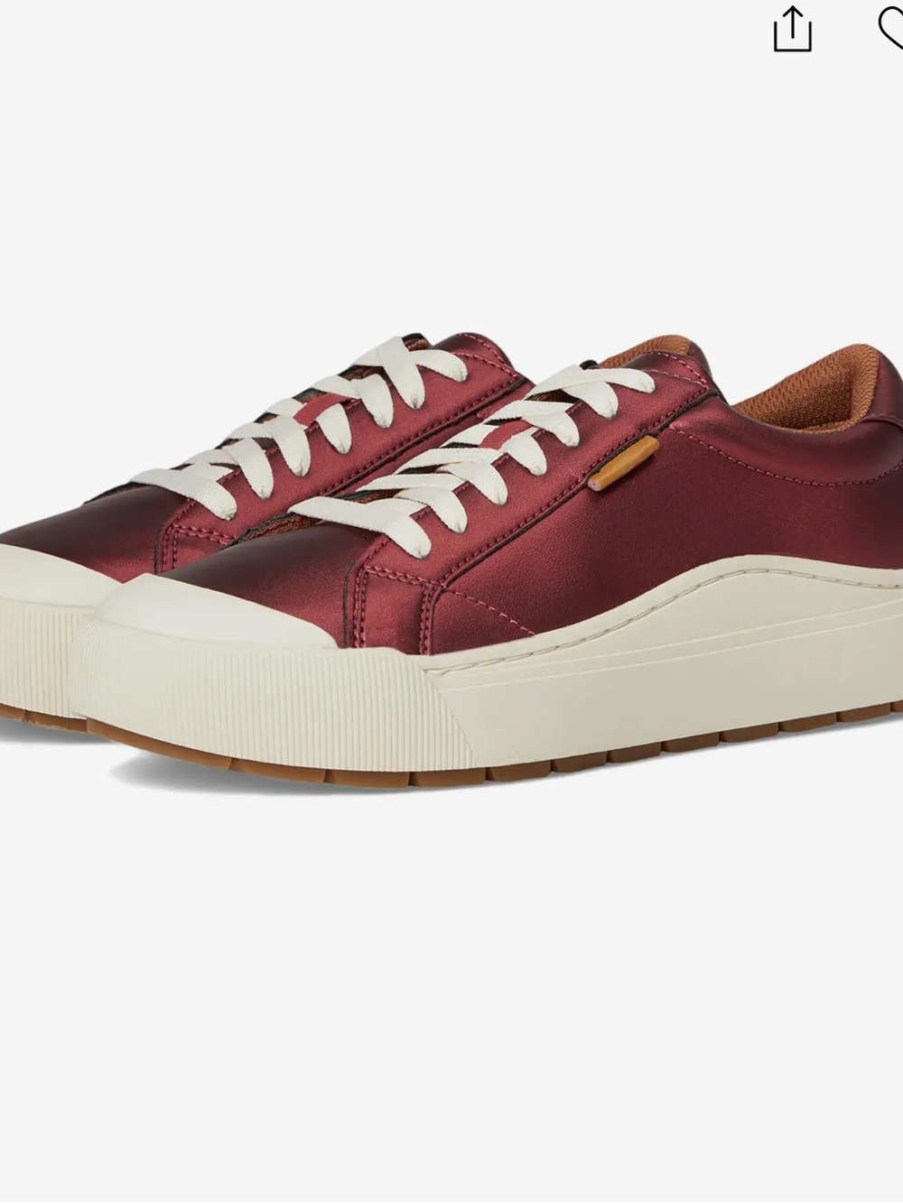 NEW IN BOX Dr Scholl’s Time Off LaceUp Shoe Burgundy Red Metallic Women Size 8.5